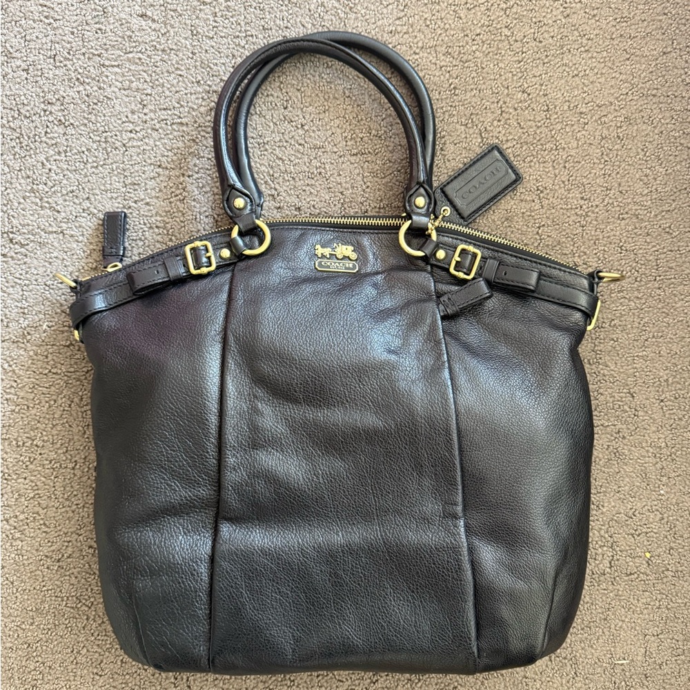 Coach Black Leather Tote Bag